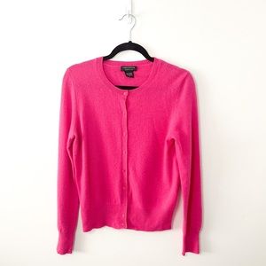Lord & Taylor Fuchsia Pink Cashmere Button Down Cardigan Size Medium